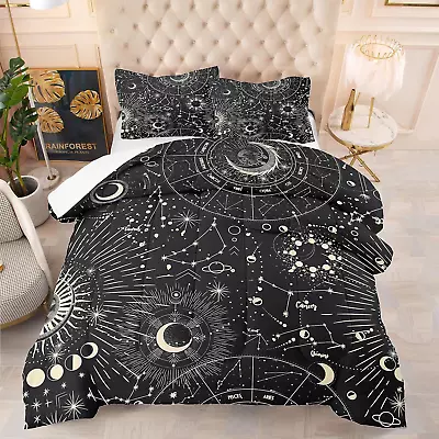 Sun And Moon Comforter Sets Queen SizeStars Space Psychedelic Bedding Set For K • $84.13