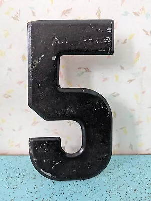 Vintage Metal 7.5  Tall Marquee Letter 5 Flaking Paint Clips Are Approx 1 1/4   • $19.79