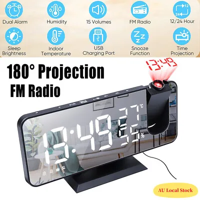 $27.89 • Buy LED Digital Projection Alarm Dual Clock FM Radio Snooze Dimmer Ceiling Projector