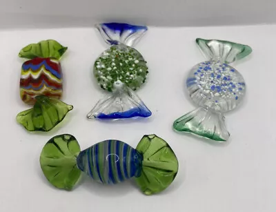 VTG 4 Murano? Art Glass Speckled~Striped  Candy Pieces Twisted Wrapper Free Ship • $18.99