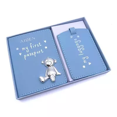 Personalised Debossed Baby Boy Passport Cover And Luggage Tag Holder Gift CG988 • £20.99