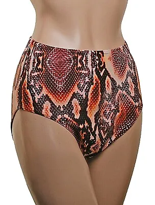 Knickers High Waist Brown Snake Print Lycra - Sizes Up To Ladies Dress 20 • £12.95