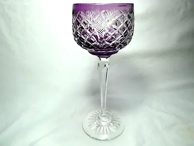 Val St Lambert Style Unsigned Purple Cut Glass  Harlequin Hock Wine Glass • £45