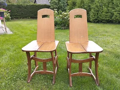 £201.63 • Buy Set Two Antique Solid Oak Homemade Chairs  Stool Swedish Farm