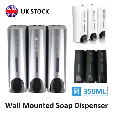 1/2/3 Soap Dispenser Wall Mounted Liquid Bathroom Hand Soap Shower Gel Shampoo • £7.99