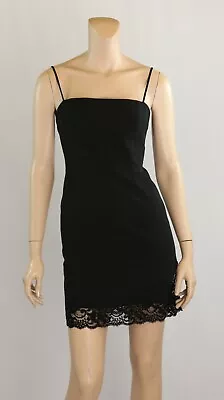 Laundry Vintage 90s Black Beaded Lace Wiggle Sexy Party Prom Dress Sz 2 • $84.98