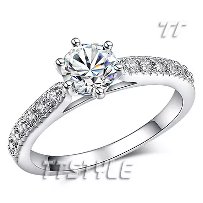 Elegant TTstyle White Gold Plated Micro Paved Engagement Ring NEW Arrival • $10.33