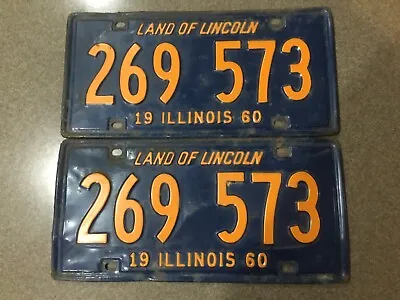 1960 Illinois Automobile  License Plate Set Original Fast Free Shipping • £28.89
