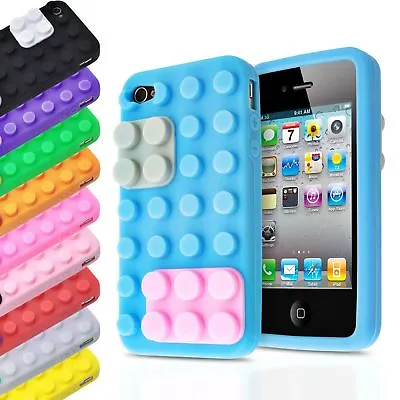£1.89 • Buy 3d Building Blocks Lego Brick Soft Silicone Stand Case Cover For Iphone 4s / 4