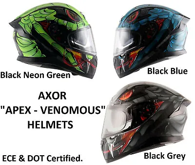 AXOR   APEX VENOMOUS D/V   ECE & DOT Certified Full Face Motorcycle Helmets • $130