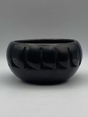 Mida Tafoya Signed Black Pottery Moon Motif Bowl Santa Clara Pueblo Native Am. • $874.95