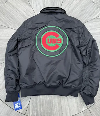 Starter X Ty Mopkins Chicago Cubs Satin Jacket Bomber Black History Month Size L • $100