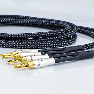 Pair Silver Plated 7N OCC HiFi Audio Speaker Wire Cable With BFA Z Banana Plug • £64.79