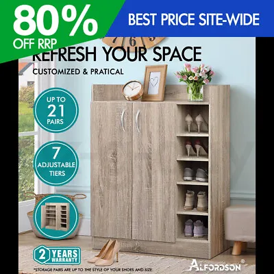 $119.95 • Buy ALFORDSON Shoe Cabinet Storage Rack Drawer Organiser Shelf 21 Pairs Wooden