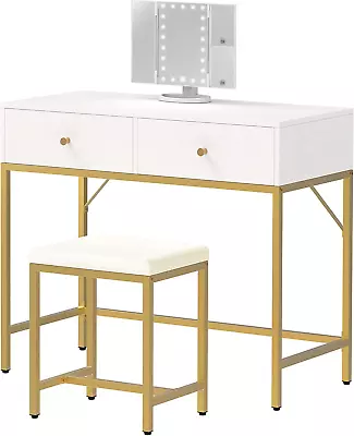 Vanity Desk Makeup Vanity With Lighted Mirror White Desk With Drawers • $130.01