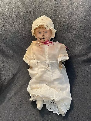 Antique German Minerva Tin Doll Head Original Paint Fine Grommeted Kid Body • $22