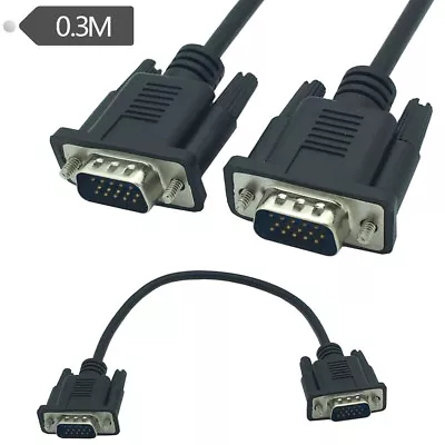£4.95 • Buy 30cm SVGA 15 Pin Monitor VGA Male To VGA Male Panel Mount Faceplate Stub Cable