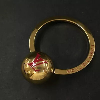 Louis Vuitton LV Sphere Gold Tone Key Ring Holder Bag Charm/5Y0302 • $1