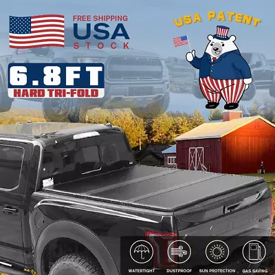 6.8FT Hard Tri-Fold Tonneau Cover Truck Bed For 1999-2024 F250 F350 SuperDuty • $408.08