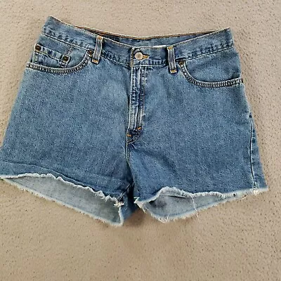 Vintage Levis 555 Shorts Women 12 Guys Fit Cut Off Denim USA Y2K 2001 High Waist • $21.47