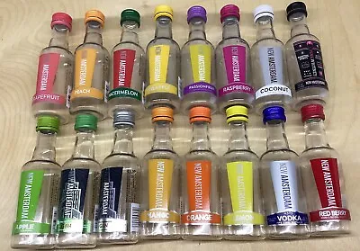 16 Empty Mini Liquor Bottles 50mL Vodka Gin All Different Plastic Bottles • $7.50