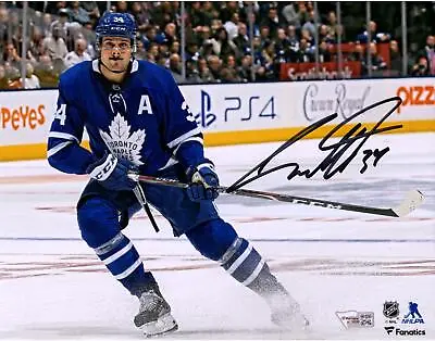 Auston Matthews Toronto Maple Leafs Signed 8  X 10  Blue Jersey Stopping Photo • $164.99