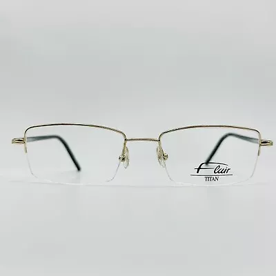 Flair Eyeglasses Ladies Angular Gold Green Half Rim Titan Mod. 462 Col. • $80.89