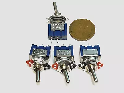 4 Pack Mini Toggle Switch Basic On/off MTS-101 2pin Spst 6a 12v 125v 6mm B12 • $8.75