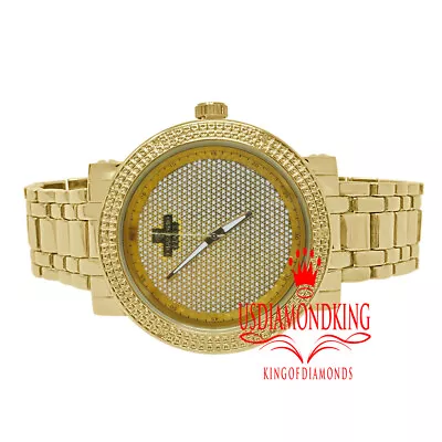 Real Diamond Dial 14K Yellow Gold Finish Jo Rodeo Jojino Mens Metal Band Watch • $69.99