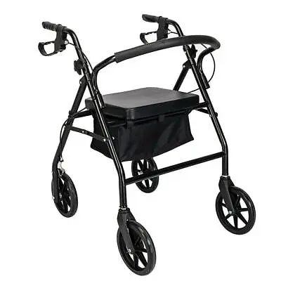 $49.89 • Buy Aluminum Rollator Rolling Walker With Medical Curved Back Soft Seat Light Weight