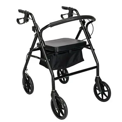 Aluminum Rollator Rolling Walker With Medical Curved Back Soft Seat Light Weight • $40.89