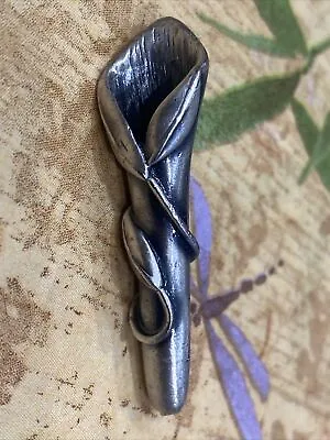 Vintage Tussy Mussy Pewter Vase Pin Brooch/Pin Flower Holder Boutonniere • $19.99