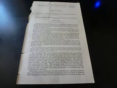 Government Report 1896 Jesse Durnell Pilot Gunboat Lexington & Marmora Civil War • $22