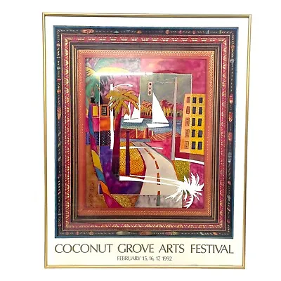 Coconut Grove Arts Festival Poster 1992 Vintage Framed Art Miami Art Deco Tropic • $325