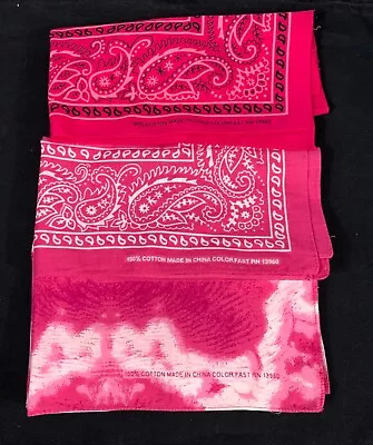 Vintage Bandana Hanky Handkerchief Scarf Mask 100% Cotton Color Fast Lot Of 3 • $20.25