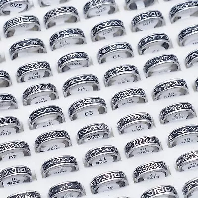 Bulk Lots 30 Multi-style Black Stainless Steel Band Rings Men Punk Rock Jewelry • $18.09