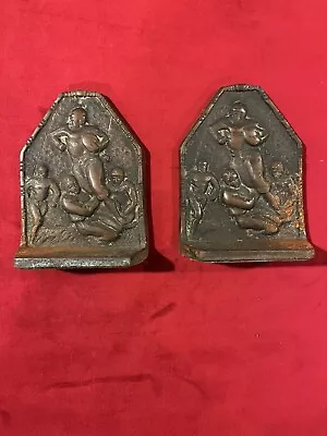 Antique Bookends C1925 Football Players Making  Tackle” Cast Iron CT Foundry • $100