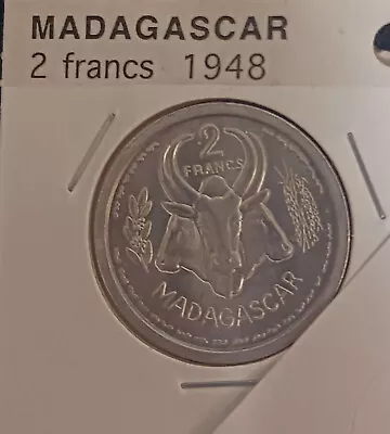 1948 Madagascar 2 Francs Aluminum Coin BU • $4.45