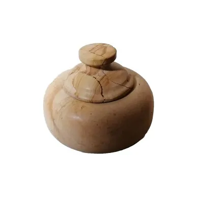 Alabaster Jar Trinket Box Lidded Jar Jewellery Storage Vtg Unique Vgc  • £15