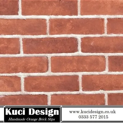 £0.99 • Buy Handmade Orange Brick Slips, Wall Cladding, Feature Wall, Brick Tiles SAMPLE