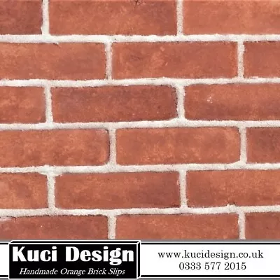 £0.99 • Buy Handmade Orange Brick Slips, Wall Cladding, Feature Wall, Brick Tiles SAMPLE