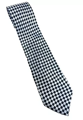 Luxurious Brioni Italian Designer Tie 100% Silk ￼62”x3.75” Blue Black Checkered • $19.99