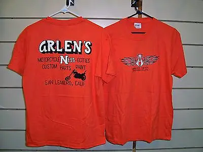 Arlen Ness Motorcycle ORANGE Flame Short Sleeve T-Shirt Biker Bagger Chopper • $15