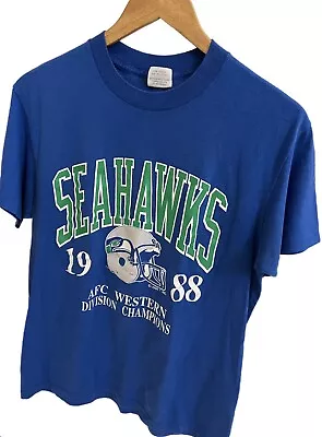 Vintage 80s Seattle Seahawks 1988 AFC Western Division Champions Tee Shirt  • $30