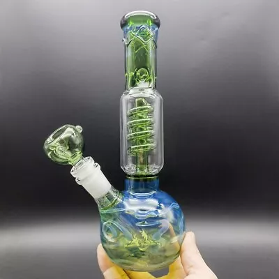 24cm Green Glass Bong Water Smoking Pipe Percolator Bongs Hookah W/ Downstem • £25.07