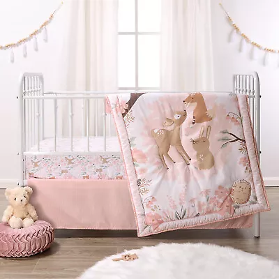 Fairy Tale Forest 3 Piece Microfiber Baby Girl Crib Bedding Set The Peanutshell • $55.99