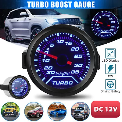 $16.48 • Buy Universal 52mm Boost Gauge Car LED 0-35 PSI Pressure Turbo Meter 2  Smoked Face