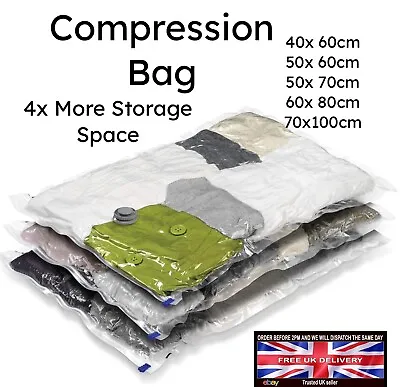 Strong Vacuum Storage Space Saving Assorted Compression Seal Bag Space Saver • £2.79