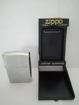 Vintage Zippo Lighter & Case Brushed Stainless Steel Excellent Condition  • £30