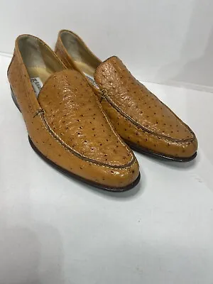 R Martegani Boutique Romano Made In Italy Ostrich Loafer Sz 9 • $119.99